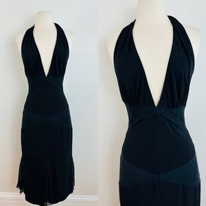 Vintage 90s Vera Wang Black Midi Dress Bridesmaid Wedding